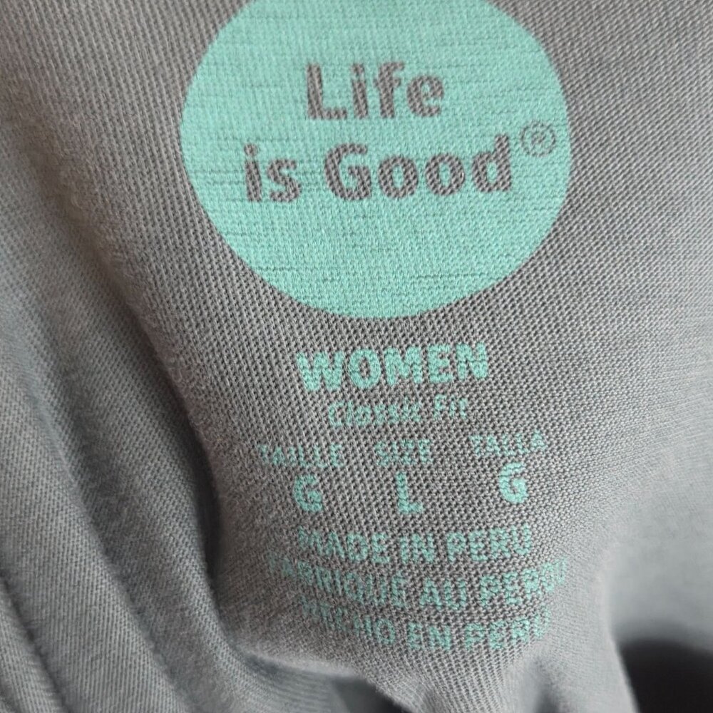 Life is Good Yin Yang Graphic Long Sleeve Tee Women’s Size L Green Casual - Picture 7 of 8